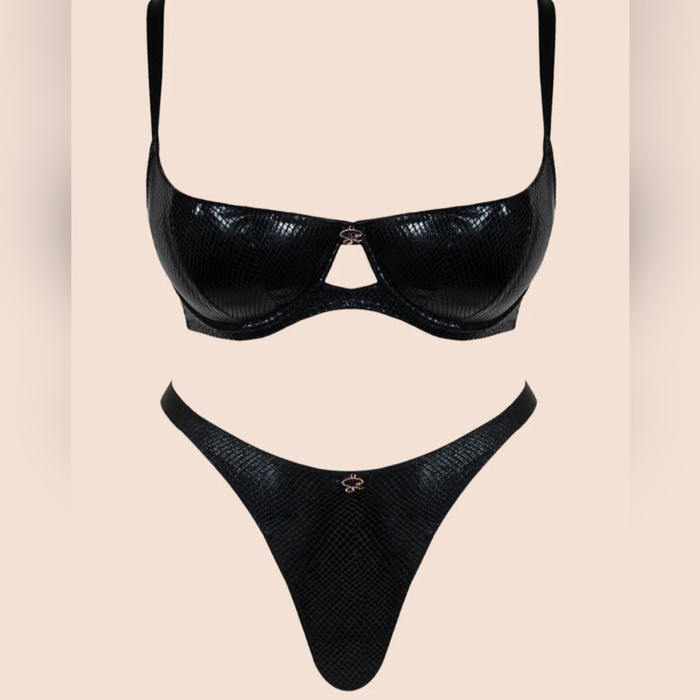 NEW Scantilly By Curvy Kate Serpent Demi Bra & Thong Matching Set 38G / XL - Picture 2 of 12